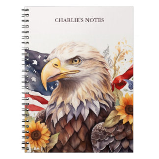 Eagle Personalised USA Patriotic Watercolor Notebook