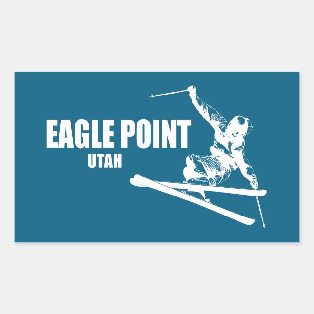 Eagle Point Resort Utah Skier Rectangular Sticker (Front)