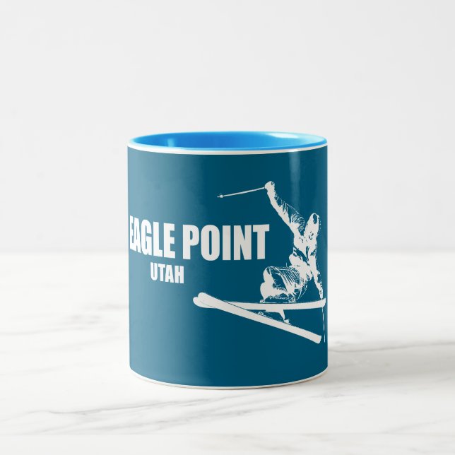 Eagle Point Resort Utah Skier Two-Tone Coffee Mug (Center)