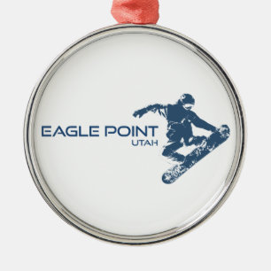 Eagle Point Resort Utah Snowboarder Metal Tree Decoration
