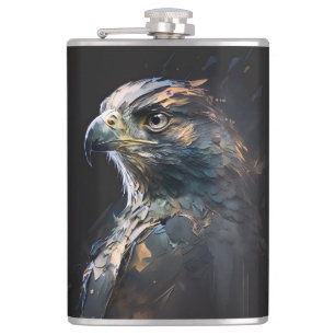 Eagle Portrait Animal Nature Wildlife Painting Art Hip Flask