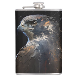 Eagle Portrait Animal Nature Wildlife Painting Art Hip Flask