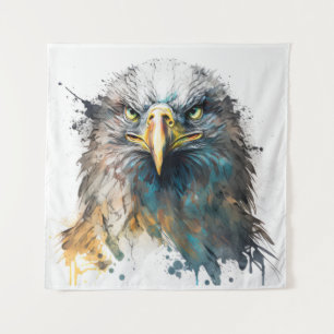 Eagle Portrait Animal Painting Wildlife Outdoors Tapestry