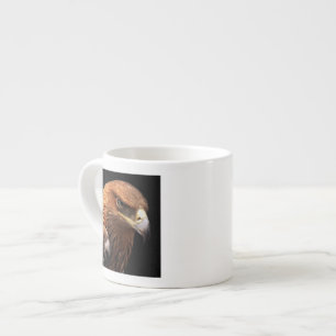 Eagle portrait isolated on black espresso cup