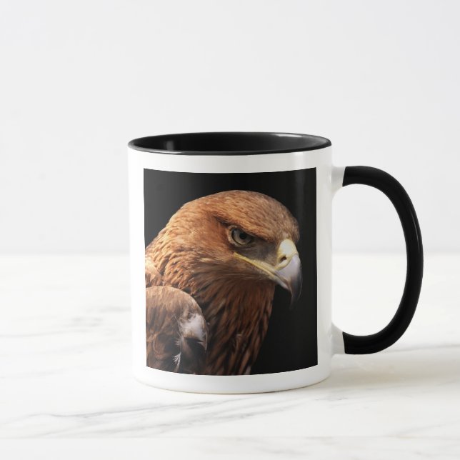 Eagle portrait isolated on black mug (Right)