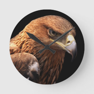 Eagle portrait isolated on black round clock
