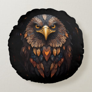 Eagle portrait on a black background  round cushion