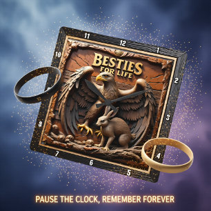 Eagle Rabbit Friendship Mountain Square Wall Clock