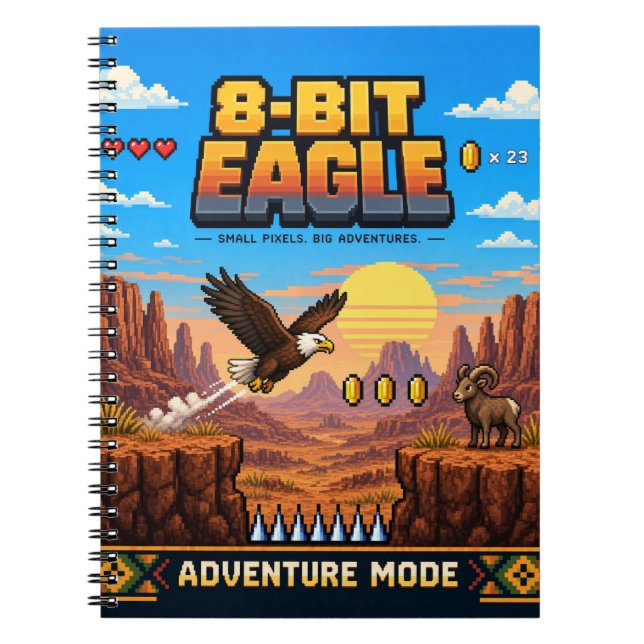 Eagle, Retro 8-Bit Pixel Art Notebook (Front)