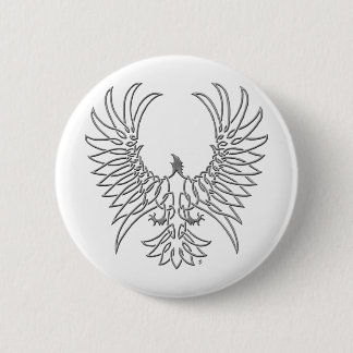 eagle rising, silver 6 cm round badge