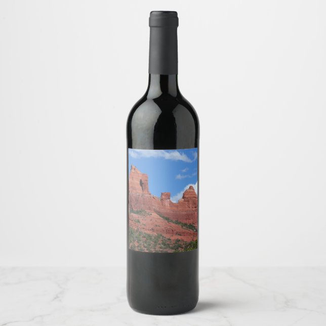 Eagle Rock I Sedona Arizona Travel Photography Wine Label (Front)