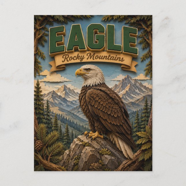 Eagle Rocky Mountains POPCUT Postcard (Front)