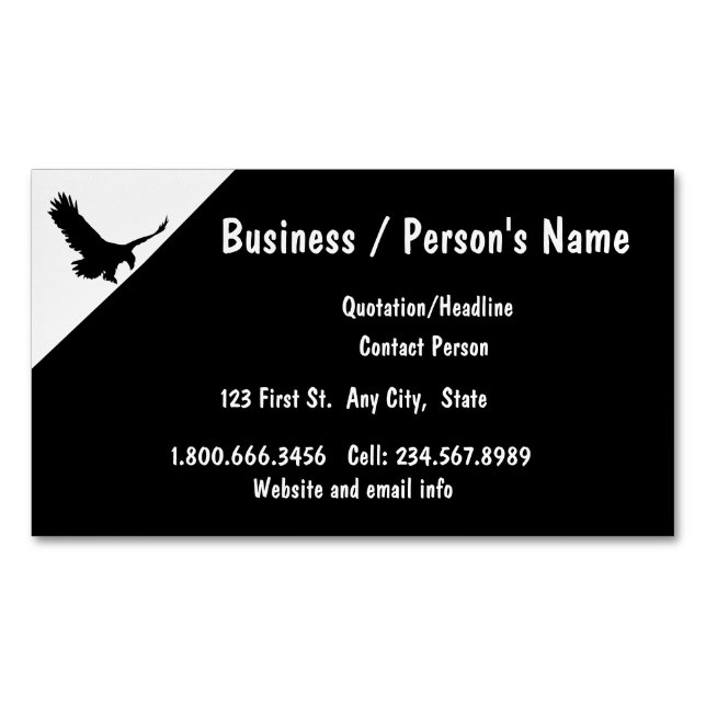 Eagle Silhouette Bird Nature Animal Custom Magnetic Business Card (Front)