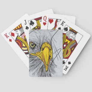 Eagle Sketch Face Wall Art Playing Cards