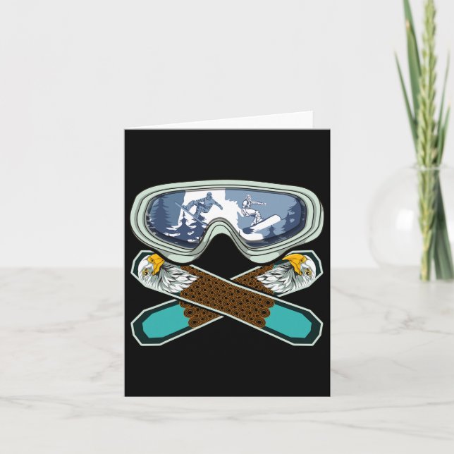 Eagle Snowboarder Snowboarding Goggles Retro Snowb Card (Front)