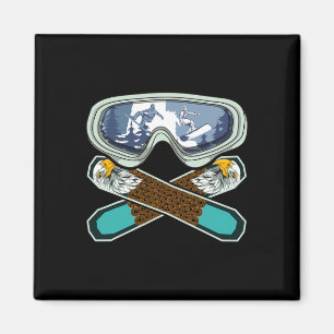 Eagle Snowboarder Snowboarding Goggles Retro Snowb Magnet