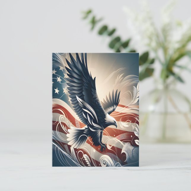Eagle Soaring Over America Postcard (Standing Front)