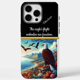 Eagle soaring over coastal sunset iPhone 16 pro max case
