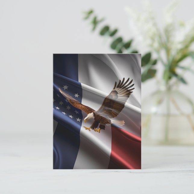 Eagle Soaring Over Stripes Postcard (Standing Front)