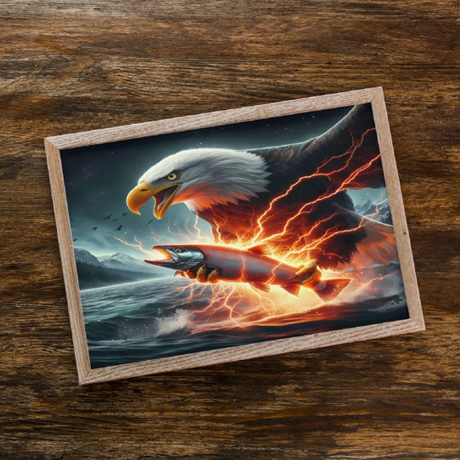 Eagle Soars Over Fish on Water Poster (Creator Uploaded)