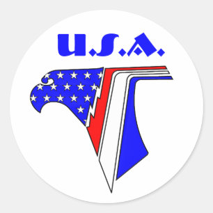 EAGLE STARS, U.S.A. CLASSIC ROUND STICKER