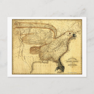 Eagle Superimposed on the United States Postcard