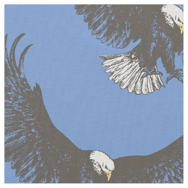 Eagle swooping inked drawing art fabric (Close Up)
