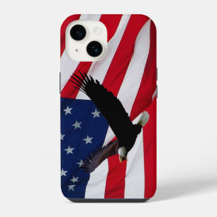 Eagle US Flag on Windy Day iPhone 14 Case