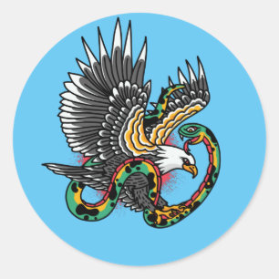 Eagle vs Snake Tattoo Design Classic Round Sticker