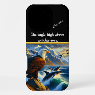 Eagle watches whales leap at sunset iPhone 16 pro max case
