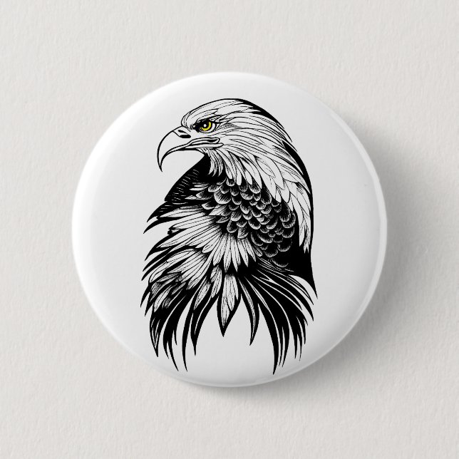Eagle Wild Animal Nature Illustration Art Tattoo 6 Cm Round Badge (Front)