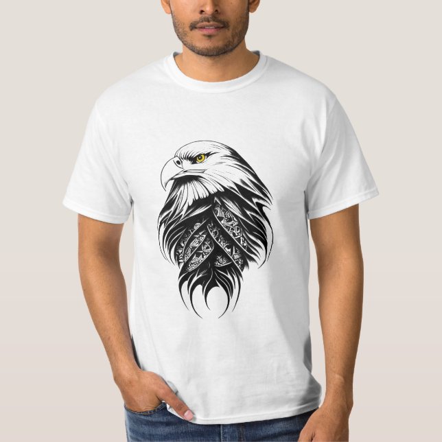 Eagle Wild Animal Nature Illustration Art Tattoo T-Shirt (Front)