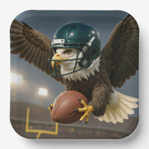 Eagle With a Football in a Sports Stadium Paper Plate