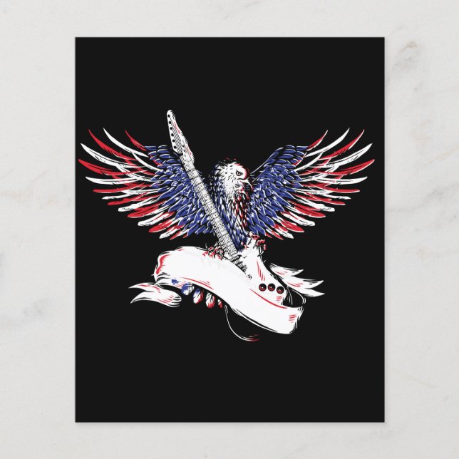 eagle with american flag colour holiding guitar il (Front)