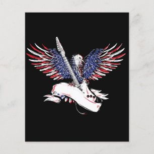 eagle with american flag colour holiding guitar il