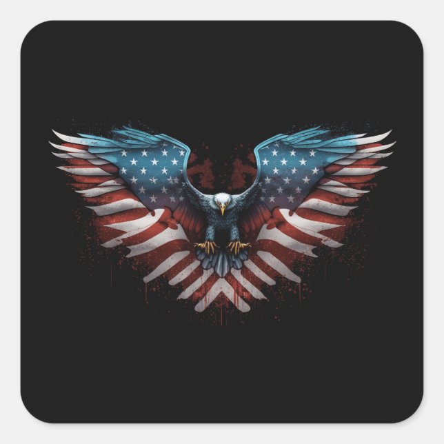 eagle-with-american-flag-it square sticker (Front)