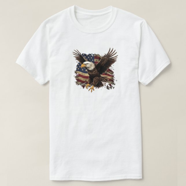 Eagle With American Flag T-Shirt (Design Front)