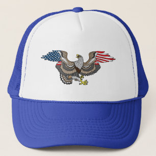 Eagle With American Flag Wings Trucker Hat