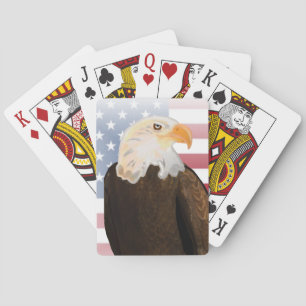 Eagle with Faded American Flag Playing Cards