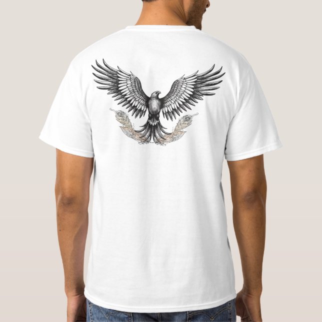 Eagle with Ornate Feathers T-Shirt (Back)