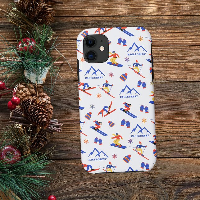 Eaglecrest Alaska Ski Snowboard Pattern Case-Mate iPhone Case (Eaglecrest Alaska ski snowboard cross-country skiing winter snow vacation iphone case)