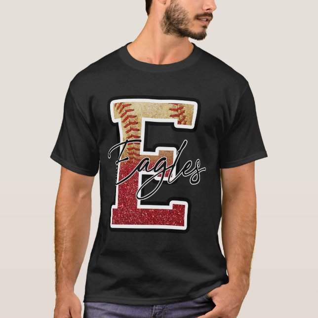 Eagles Baseball Team Mascot Pride School Spirits S T-Shirt (Front)