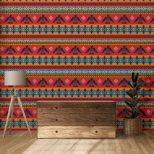 Eagles Ethnic Pattern On Native American Style Wallpaper