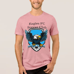 Eagles FC Soccer Club Logo in Light Blue, Black Tri-Blend Shirt
