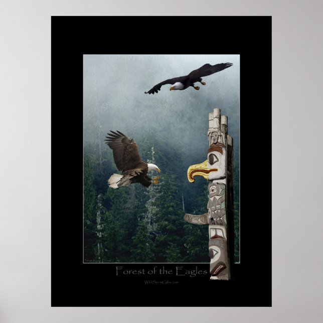 Eagles, Forest & Totem Poster (Front)