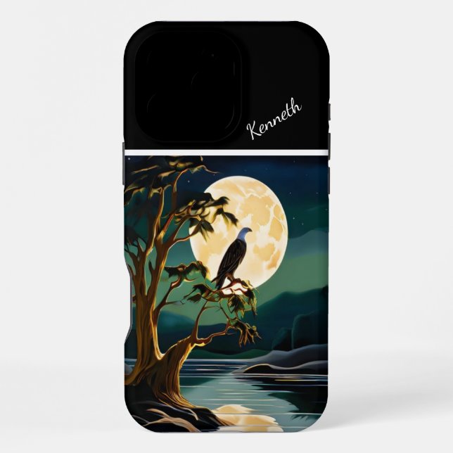 Eagle's Golden Moon Reflection iPhone Case (Back)