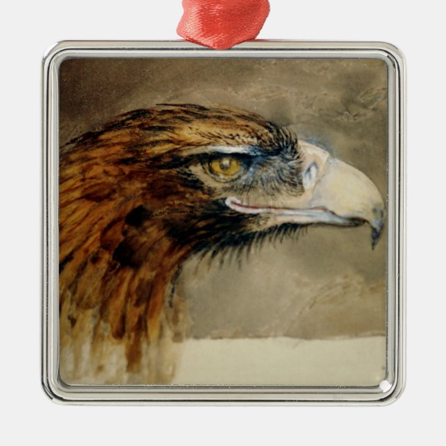 Eagle's Head (by John Ruskin) Metal Tree Decoration (Front)