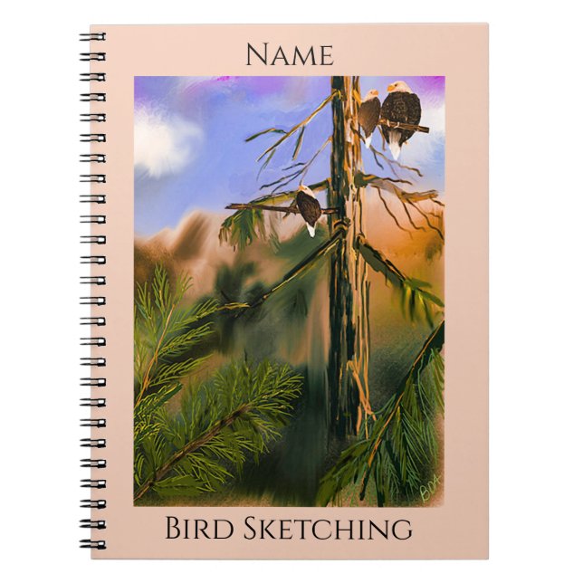Eagles in Trees Personalised Text Birds Eye View Notebook (Front)