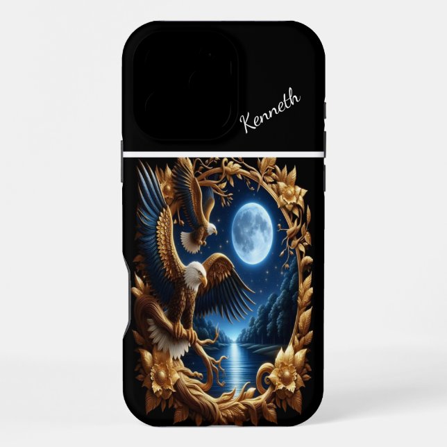 Eagle's moonlit ocean iPhone case (Back)