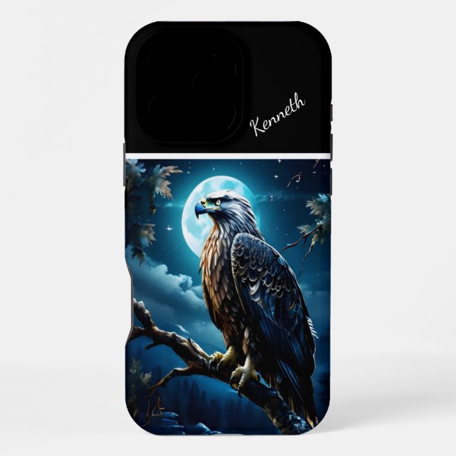 Eagle's Moonlit Vigil iPhone Case (Back)
